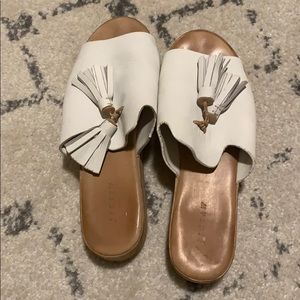 Jigsaw leather tassel platform sandals